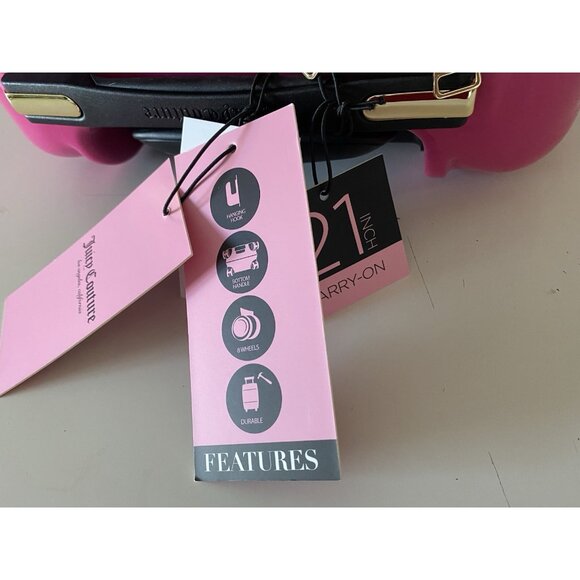 Juicy Couture Hot Pink Embossed Hearts 21" Spinner Carry-On Suitcase Luggage NEW - Picture 8 of 14